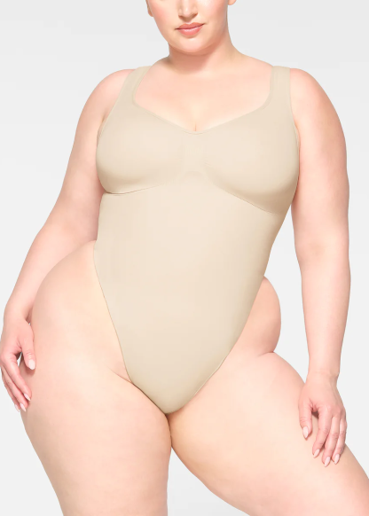 customizable scoop neck thong bodysuit 