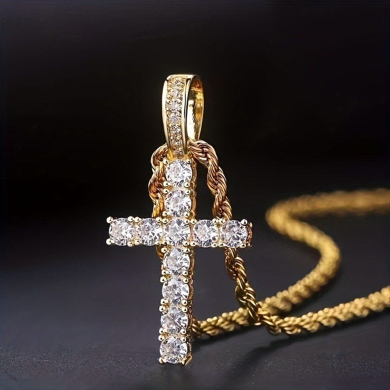 Zircon Cross Pendant Necklace