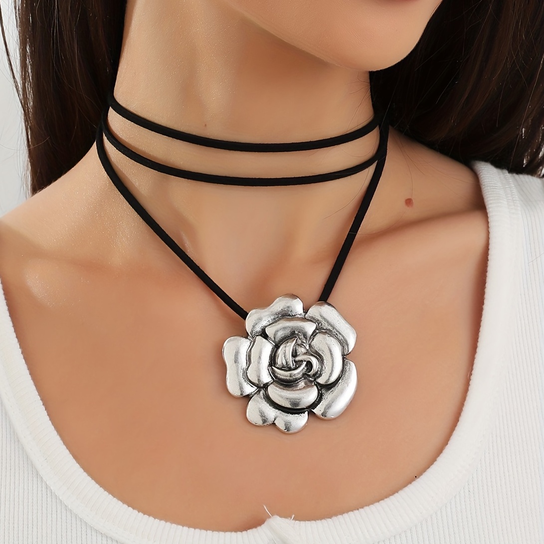 Retro Peony Flower Lace Necklace