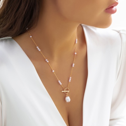 Bohemian Resort Style Faux Pearl Pendant Necklace