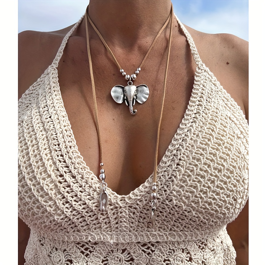 Bohemian Elephant Shape Pendant Necklace