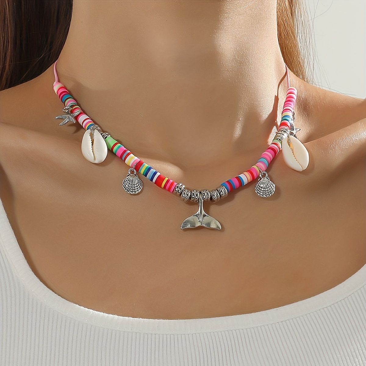 Fishtail & Shell Charm Necklace