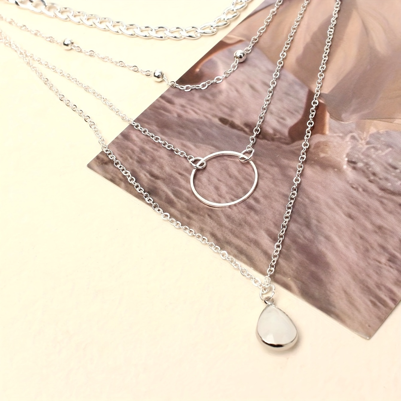 Bohemian Style Zinc Alloy Exquisite Water Drop Pendant Multilayer Necklace