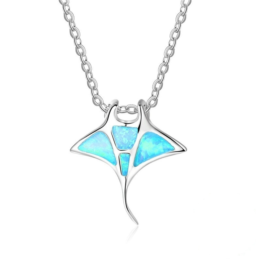 Ocean Series Artificial Opal Whale Necklace
