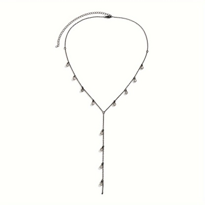 Rhinestone long tassel simple Y-shaped necklace