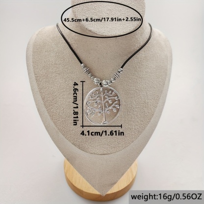 Creative Round Hollow Tree Pendant Rope Necklace