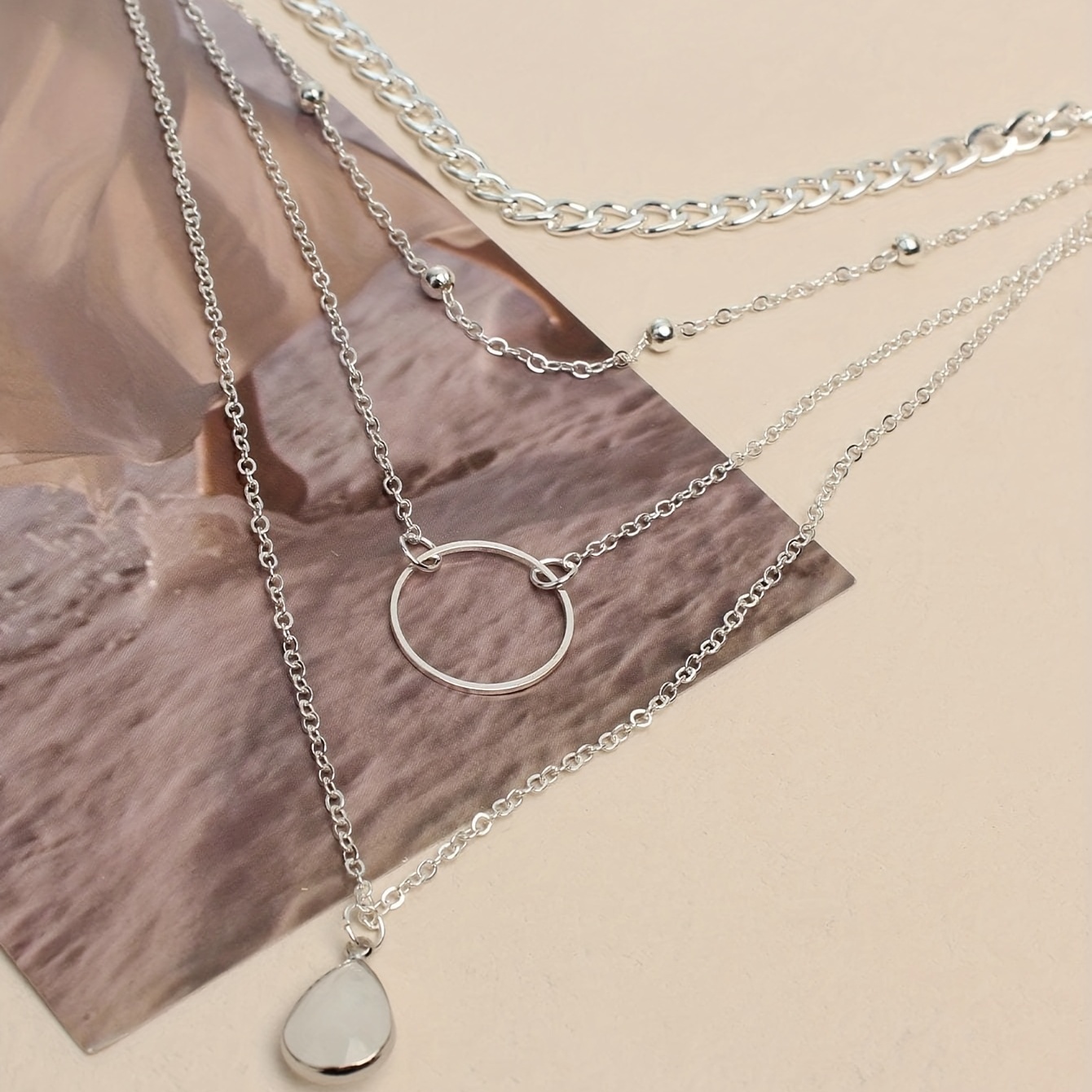 Bohemian Style Zinc Alloy Exquisite Water Drop Pendant Multilayer Necklace