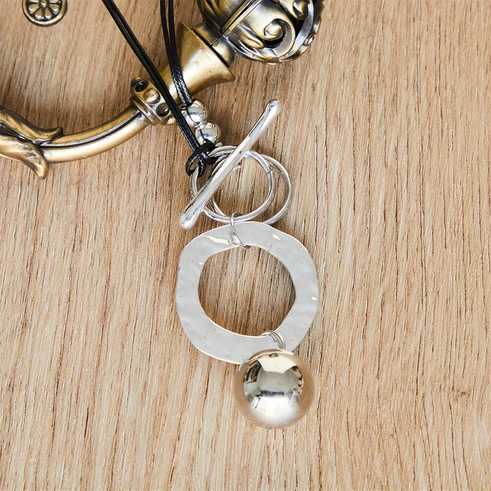 Vintage Geometric Circle Ring Leather Rope Fashion Pendant Necklace