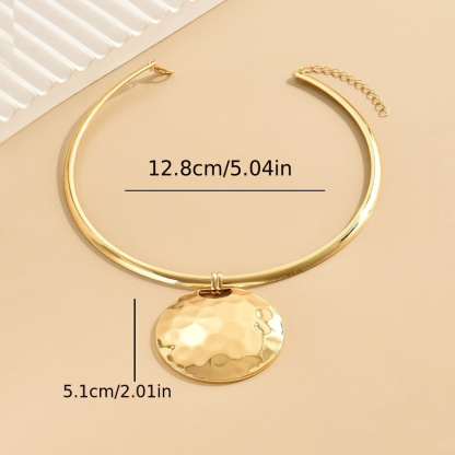 Round Shape Pendant Party Necklace Alloy Collar Necklace