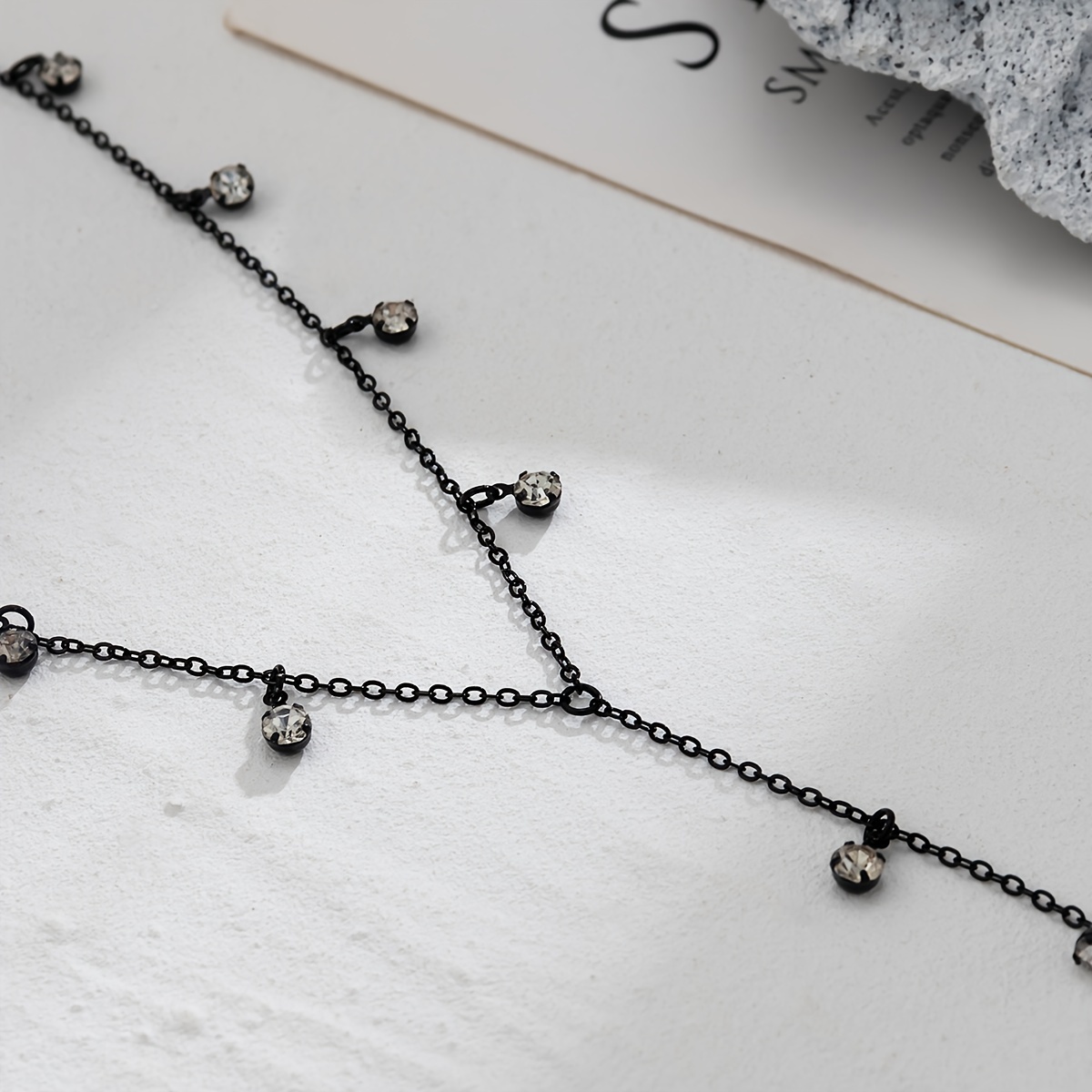 Rhinestone long tassel simple Y-shaped necklace