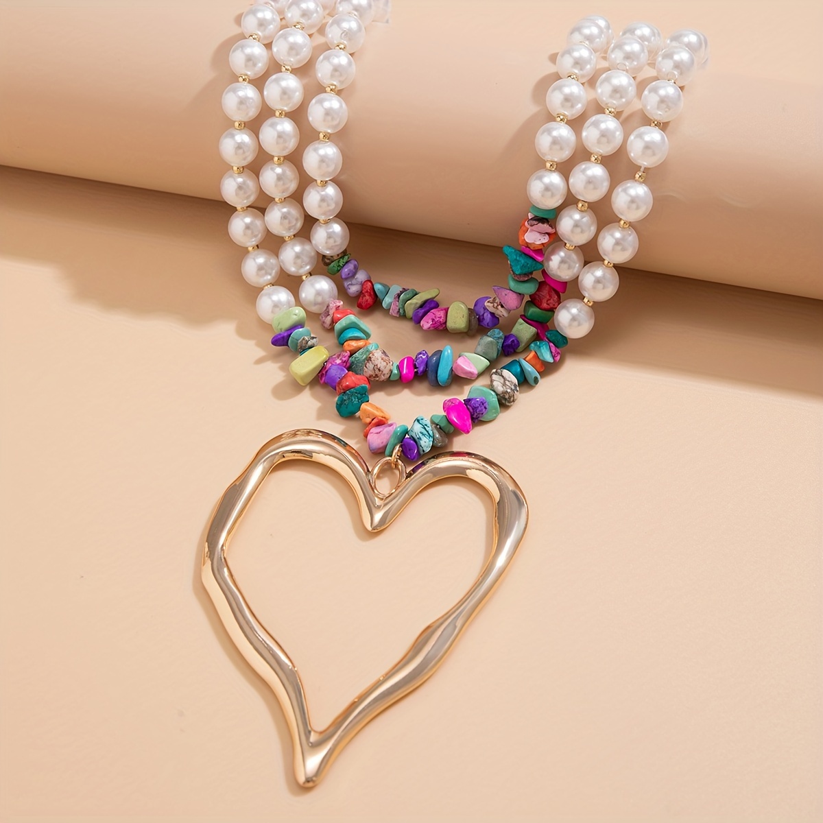 Irregular Love Heart Pendant Multilayer Necklace