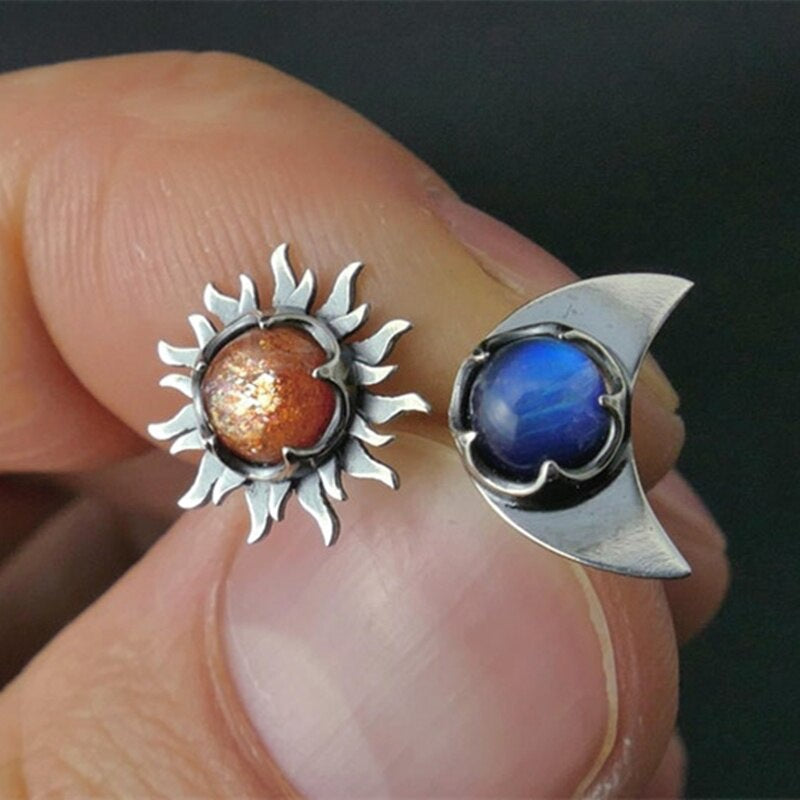 Sun Moon Jeweled Stud Earrings-canovaniajewelry