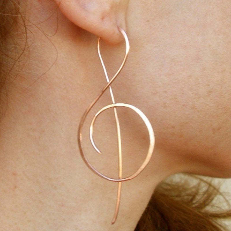 Women's 14K Rose Gold Note Earrings-canovaniajewelry