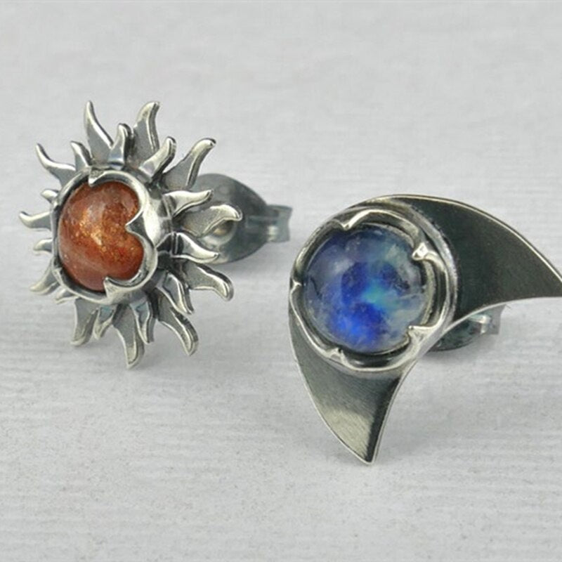 Sun Moon Jeweled Stud Earrings-canovaniajewelry