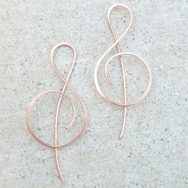 Women's 14K Rose Gold Note Earrings-canovaniajewelry