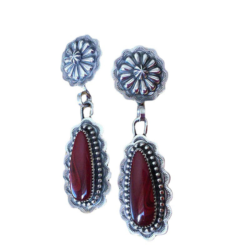 Boho Vintage Ruby Earrings-canovaniajewelry