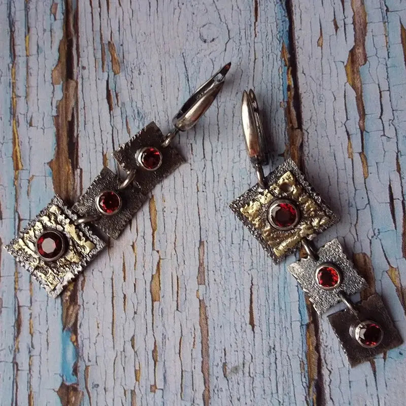 Vintage Crystal Square Earrings-canovaniajewelry