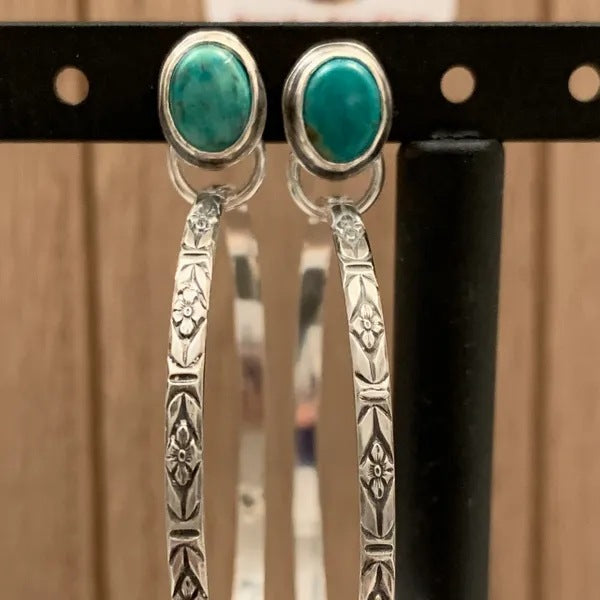 Boho Vintage Onyx Turquoise Earrings-canovaniajewelry