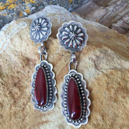 Boho Vintage Ruby Earrings-canovaniajewelry