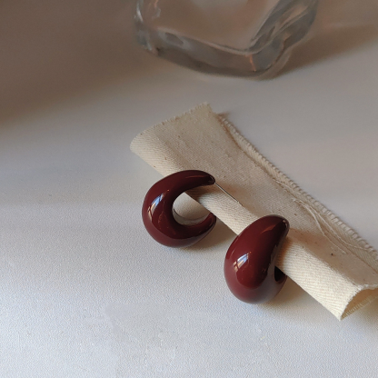 925 silver needle dark burgundy drop earrings-canovaniajewelry