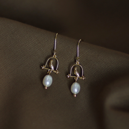 Freshwater Pearl Bird Earrings-canovaniajewelry