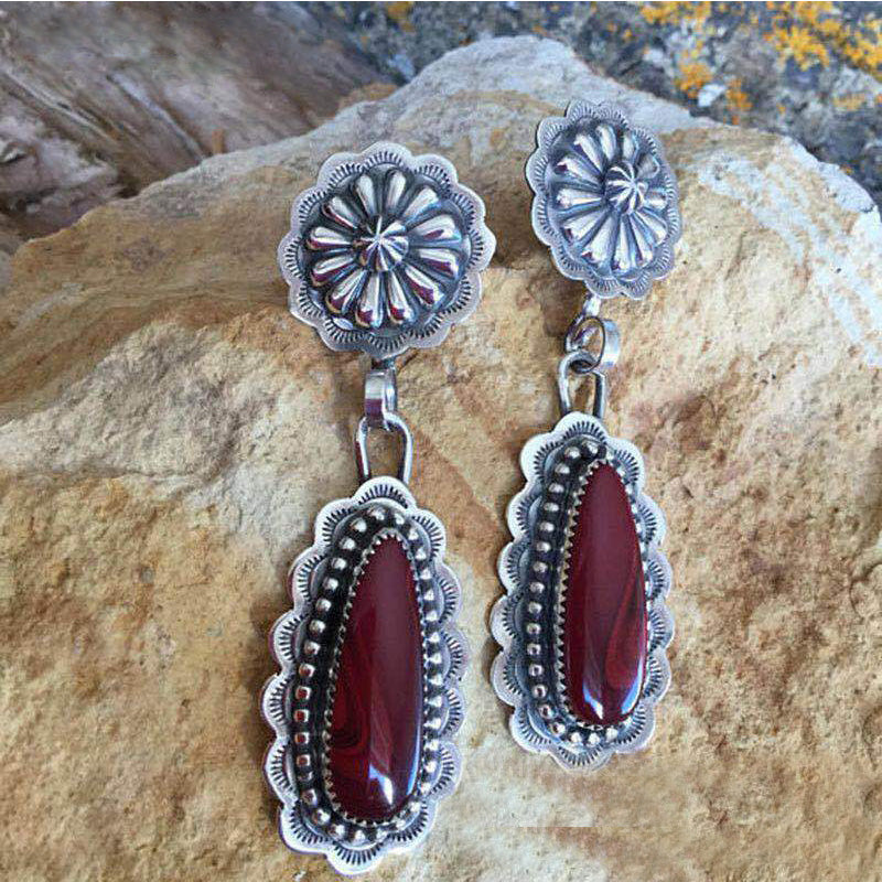 Boho Vintage Ruby Earrings-canovaniajewelry