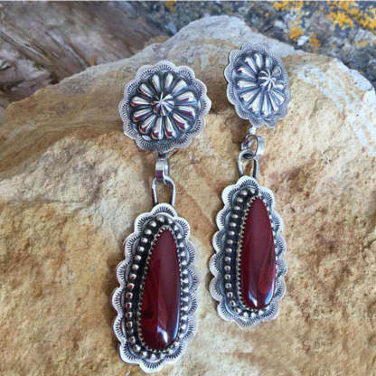 Boho Vintage Ruby Earrings-canovaniajewelry