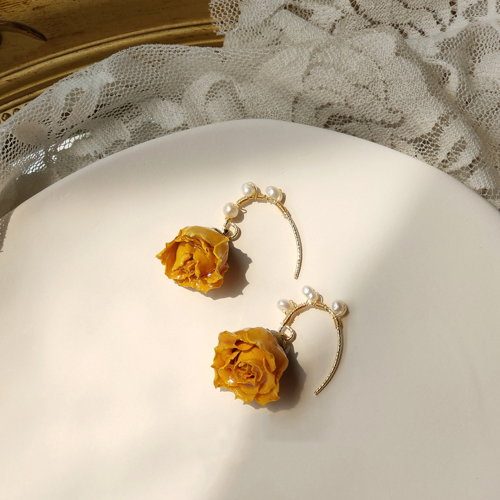 Vintage rose freshwater pearl earrings-canovaniajewelry