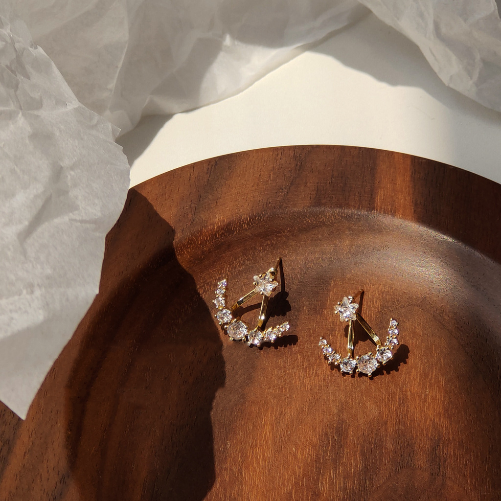 Zircon star and moon two-wear earrings-canovaniajewelry