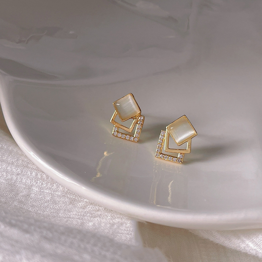 Zircon Geometric Square Earrings-canovaniajewelry