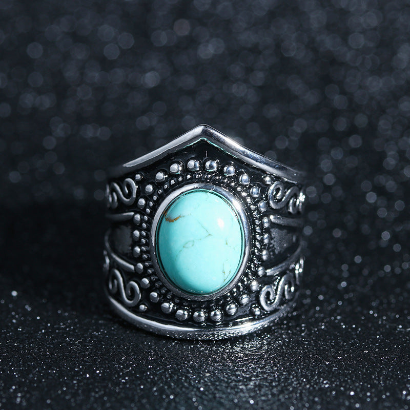 Vintage Turquoise Band Ring-canovaniajewelry