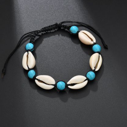 Sea wind turquoise pearl shell friendship woven anklet-canovaniajewelry
