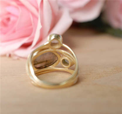 24-karat gold plated ring with colorful moonstone-canovaniajewelry