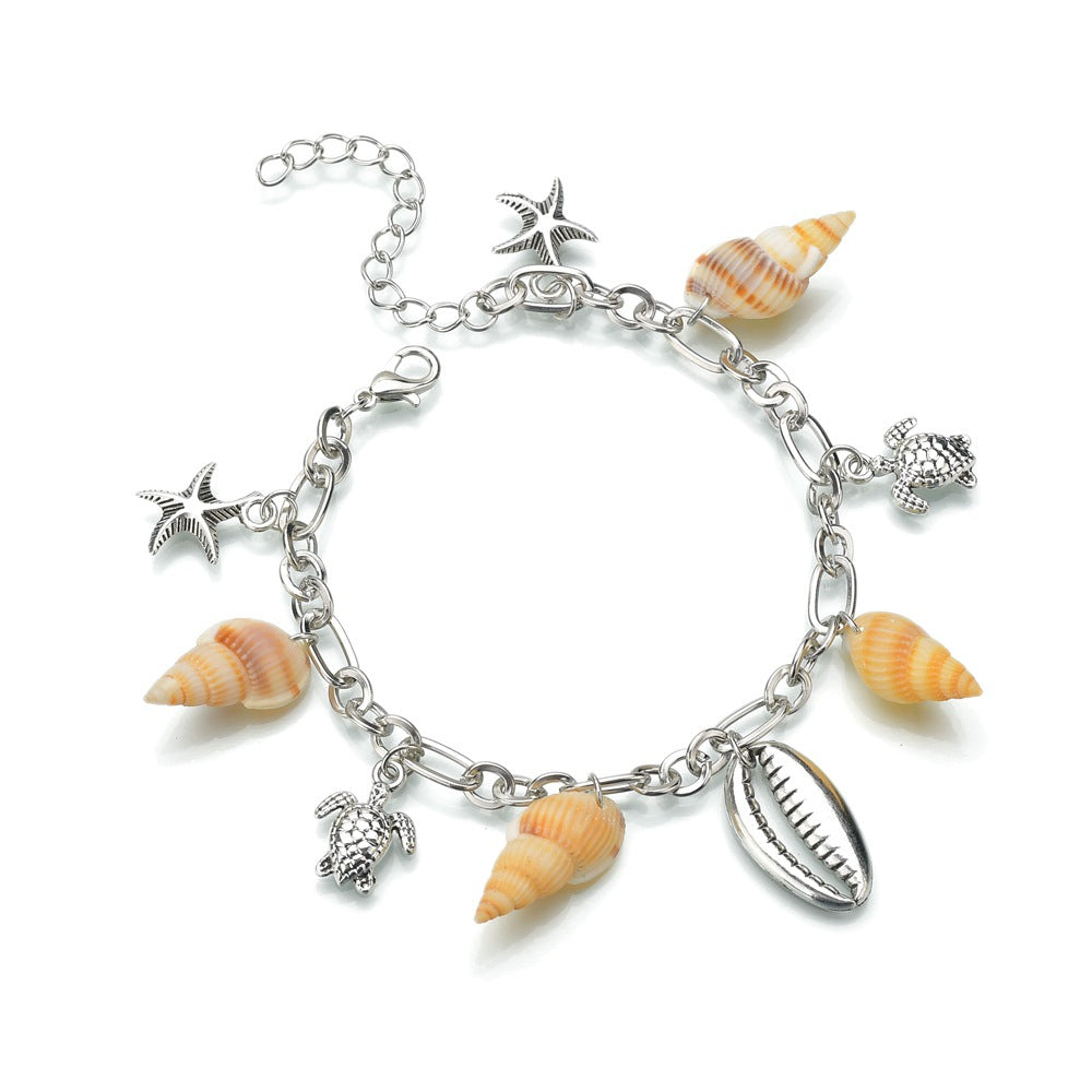 Bohemian shell conch beach alloy turtle anklet-canovaniajewelry