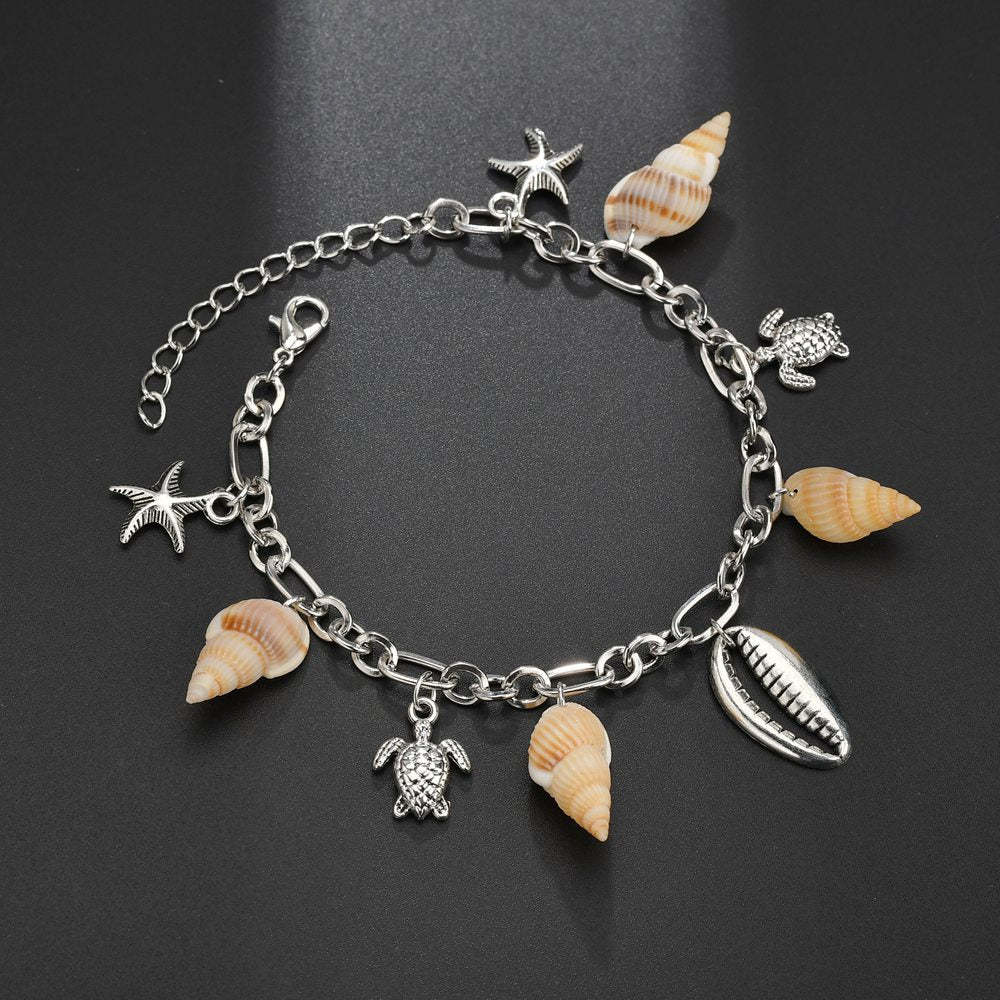 Bohemian shell conch beach alloy turtle anklet-canovaniajewelry