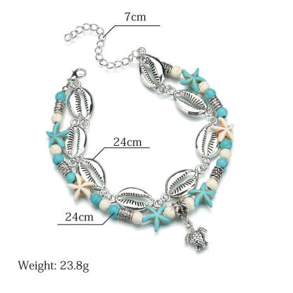 Metal shell turtle pendant starfish anklet two-piece set-canovaniajewelry