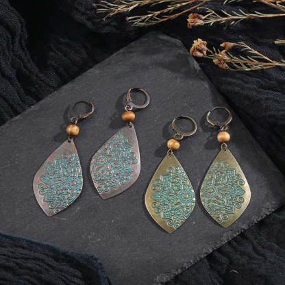 Boho vintage engraved drop earrings-canovaniajewelry