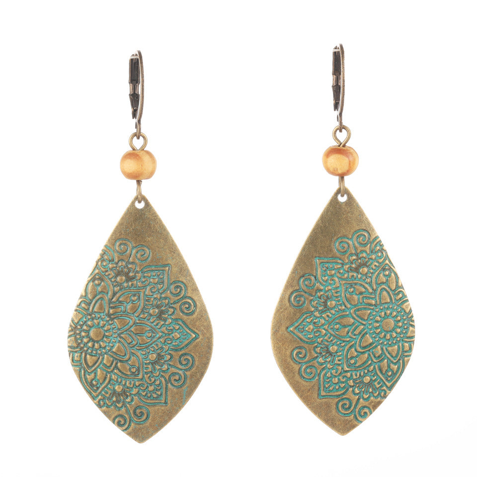 Boho vintage engraved drop earrings-canovaniajewelry