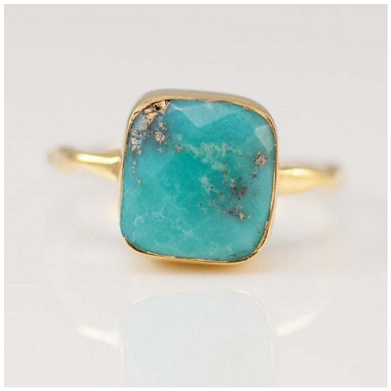 Simple square turquoise plated 18-karat gold ring-canovaniajewelry