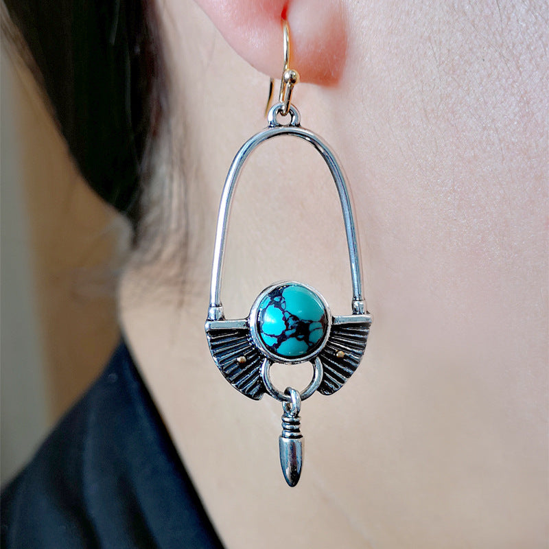 Long bullet turquoise earrings-canovaniajewelry