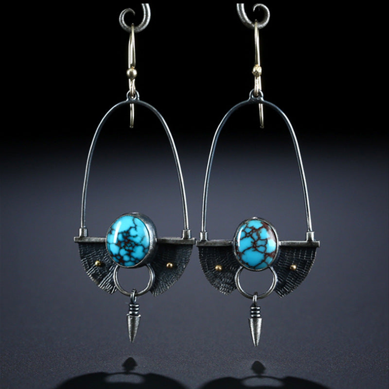Long bullet turquoise earrings-canovaniajewelry