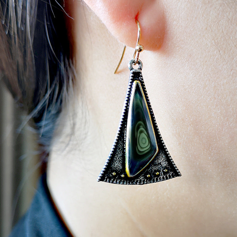 Triangle fan colored glass earrings-canovaniajewelry