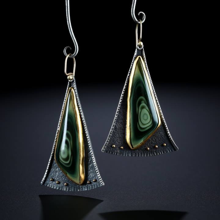 Triangle fan colored glass earrings-canovaniajewelry