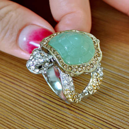 Green Chalcedony Jewelry Turtle Ring-canovaniajewelry