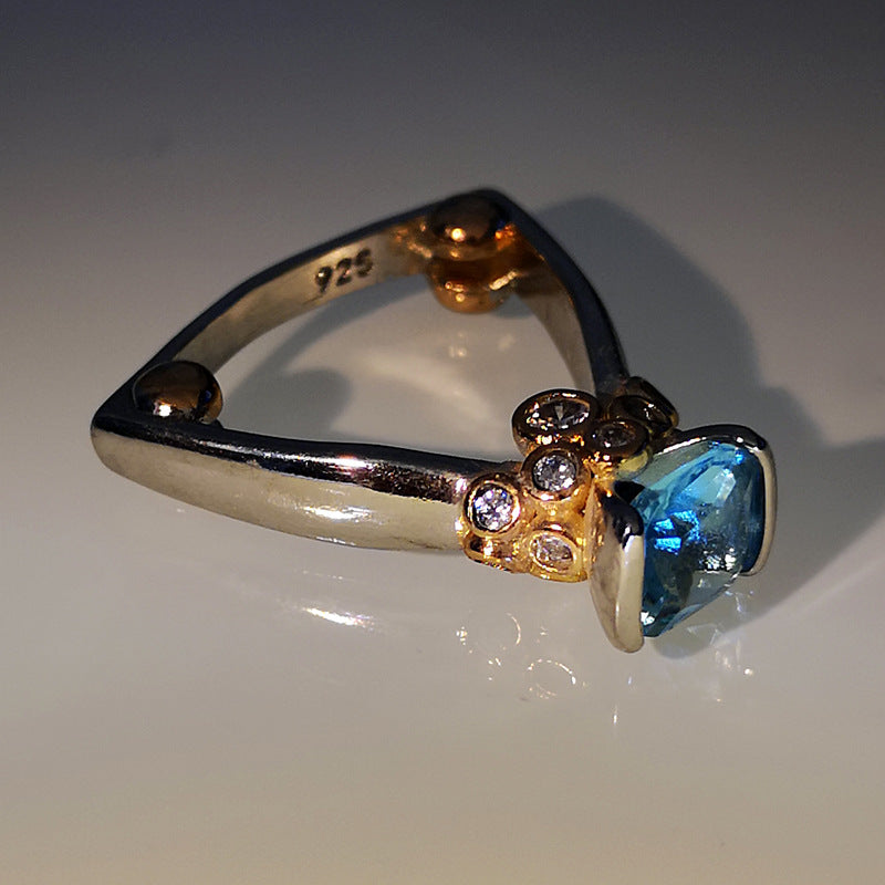 Triangle Hyrantopaz ring plated in 18-karat gold-canovaniajewelry