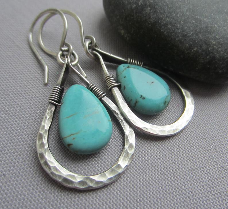 Turquoise drop earrings-canovaniajewelry