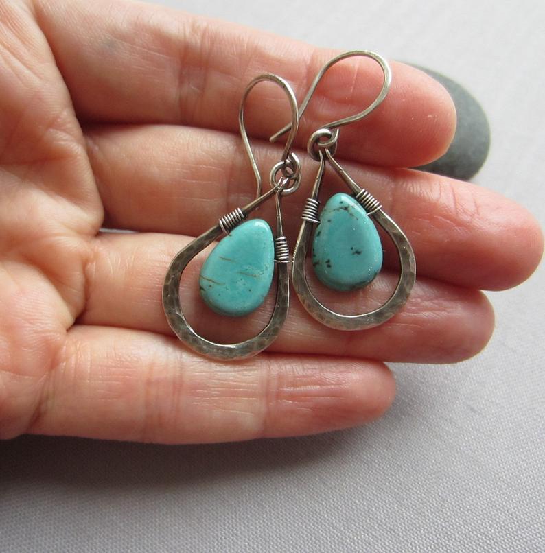 Turquoise drop earrings-canovaniajewelry
