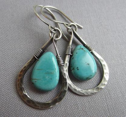 Turquoise drop earrings-canovaniajewelry