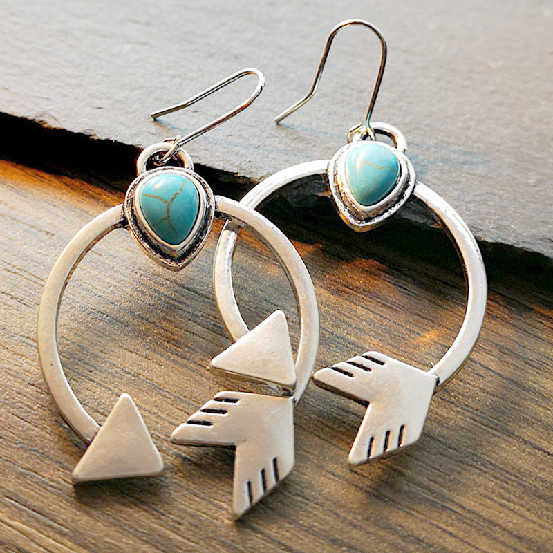 Curved love arrow turquoise earrings-canovaniajewelry