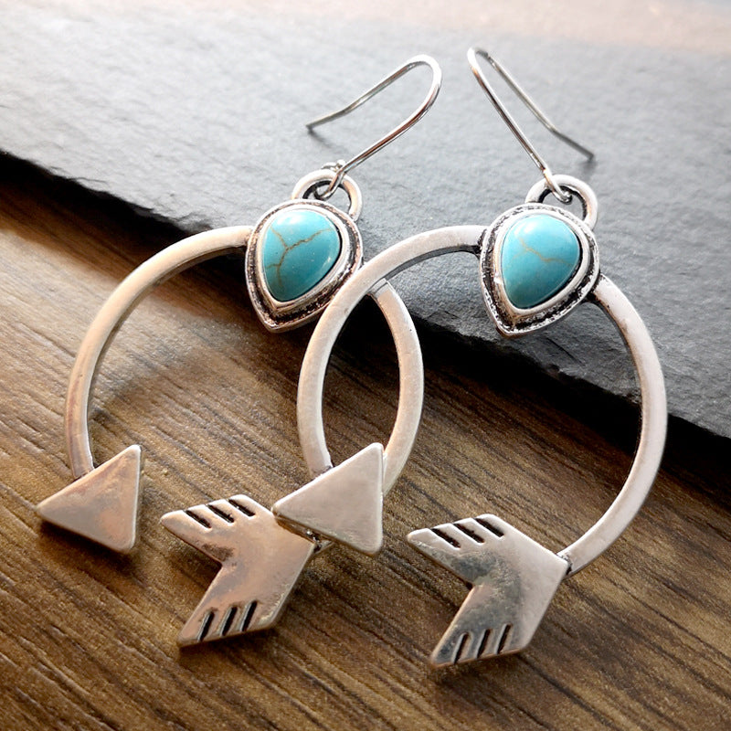 Curved love arrow turquoise earrings-canovaniajewelry